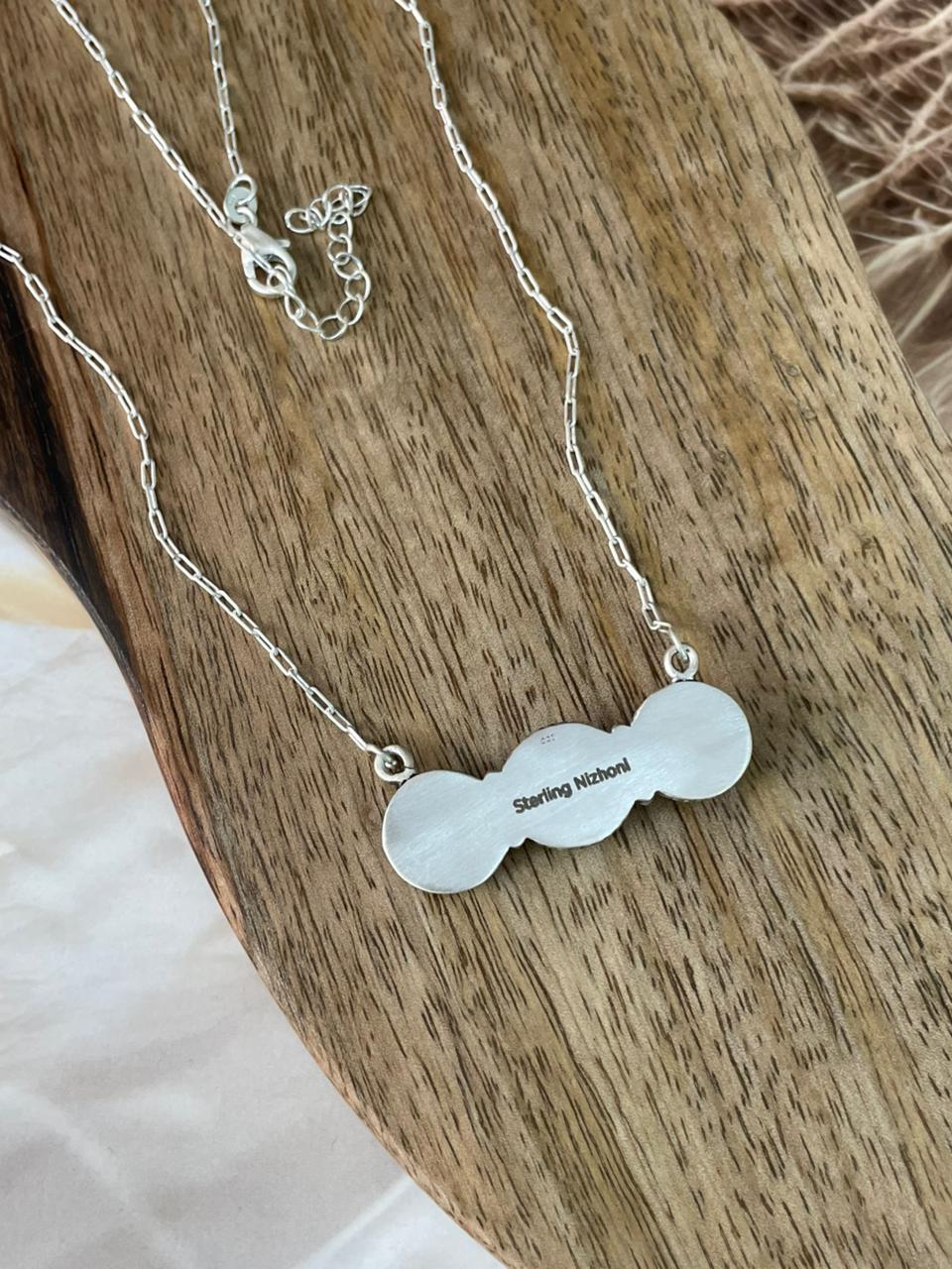 Handmade Sterling Silver Ribbon Royston Turquoise Necklace Signed Nizhoni