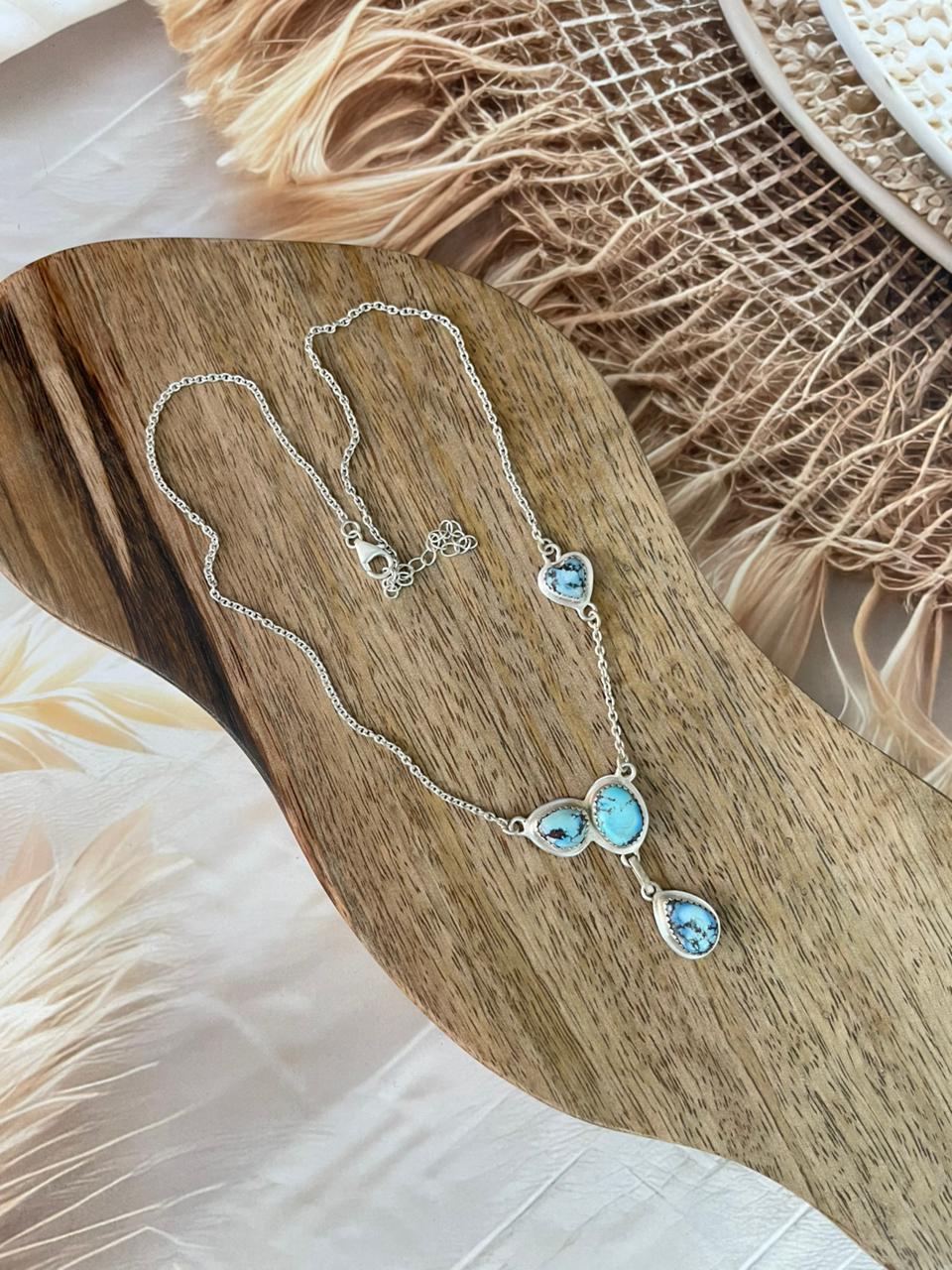 Handmade Sterling Silver Golden Hills Turquoise Necklace Signed Nizhoni (2)