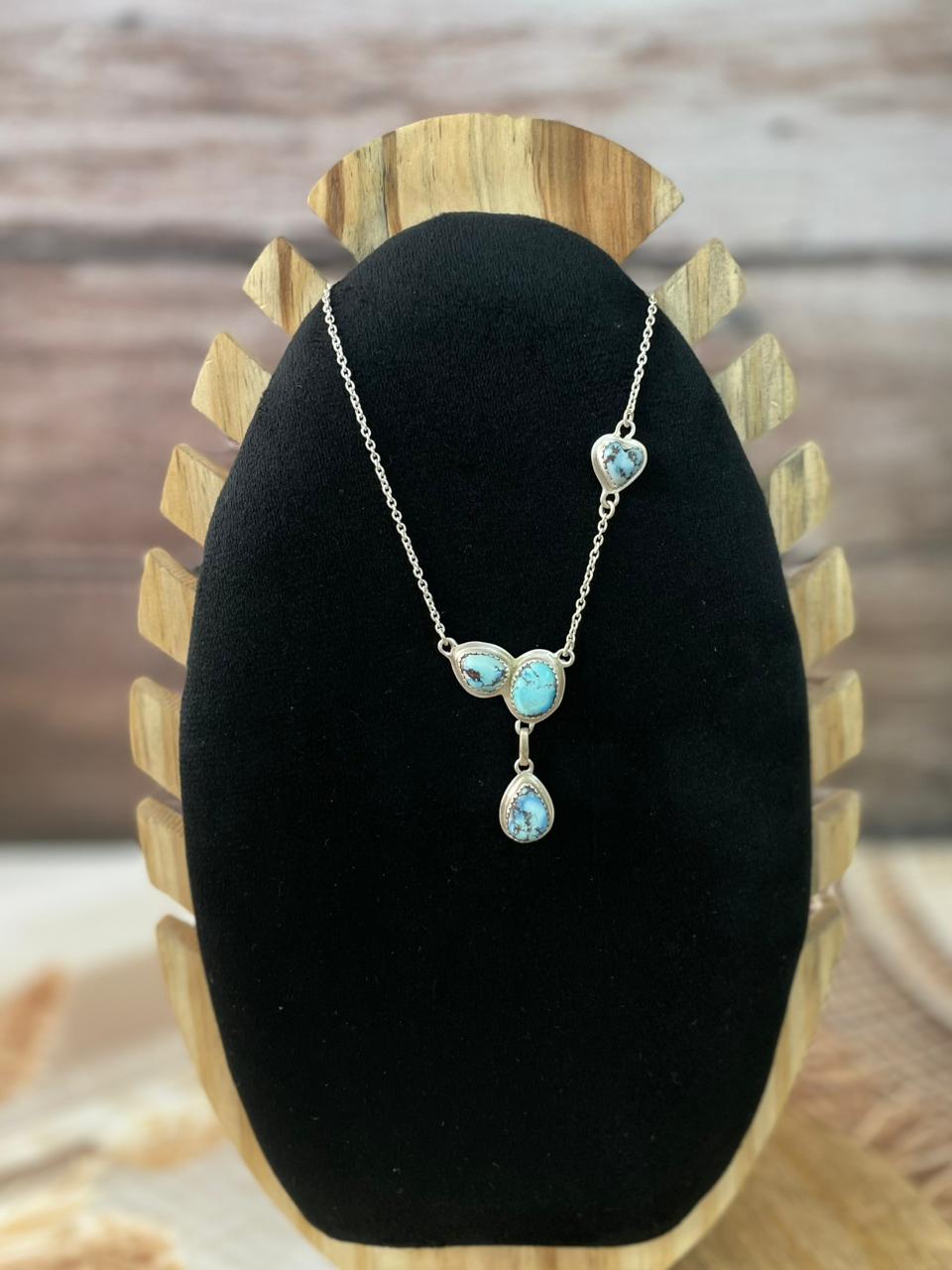 Handmade Sterling Silver Golden Hills Turquoise Necklace Signed Nizhoni (2)