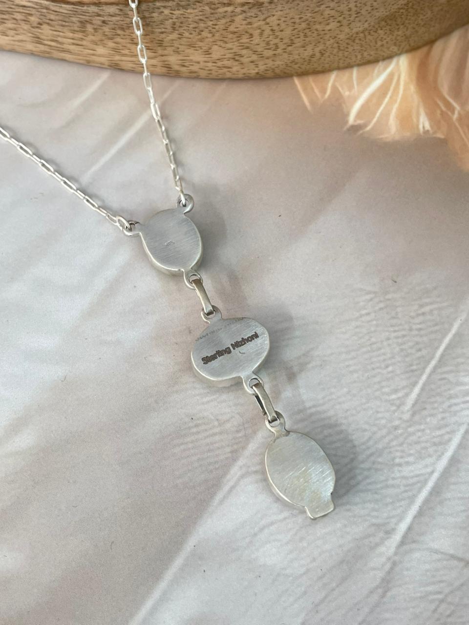 Handmade Sterling Silver Ribbon Royston Turquoise Necklace Signed Nizhoni (9)