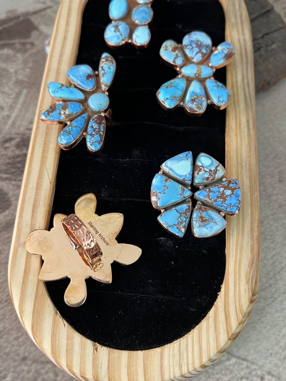 Handmade Golden Hills Turquoise Copper Collection: Adjustable Ring Signed Nizhoni