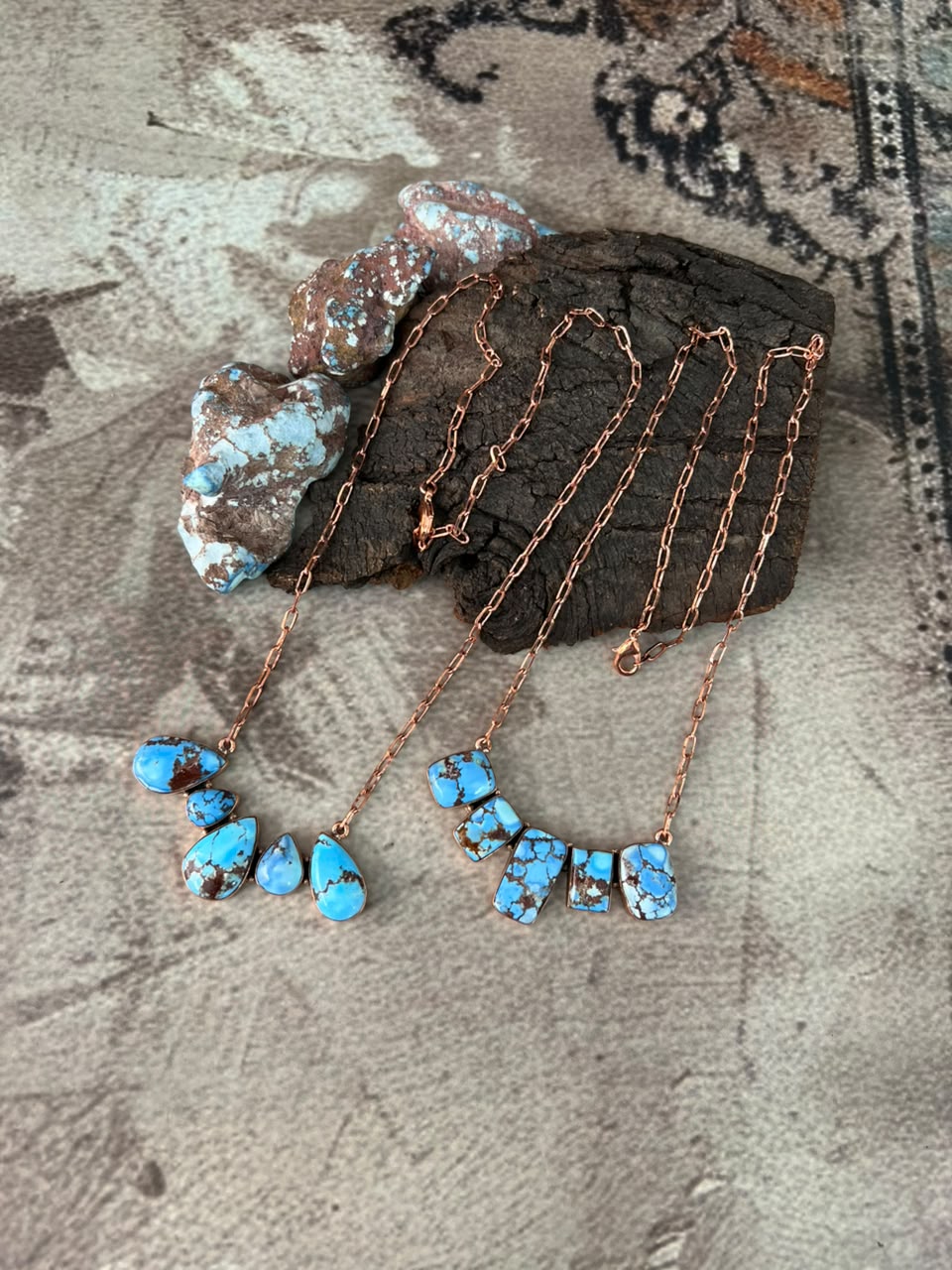 Handmade Golden Hills Turquoise Copper Collection: Necklace Signed Nizhoni