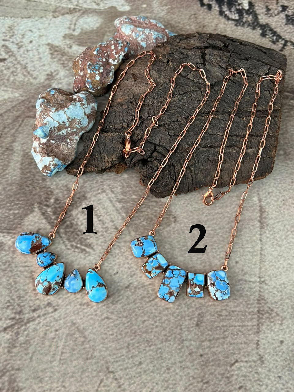 Handmade Golden Hills Turquoise Copper Collection: Necklace Signed Nizhoni