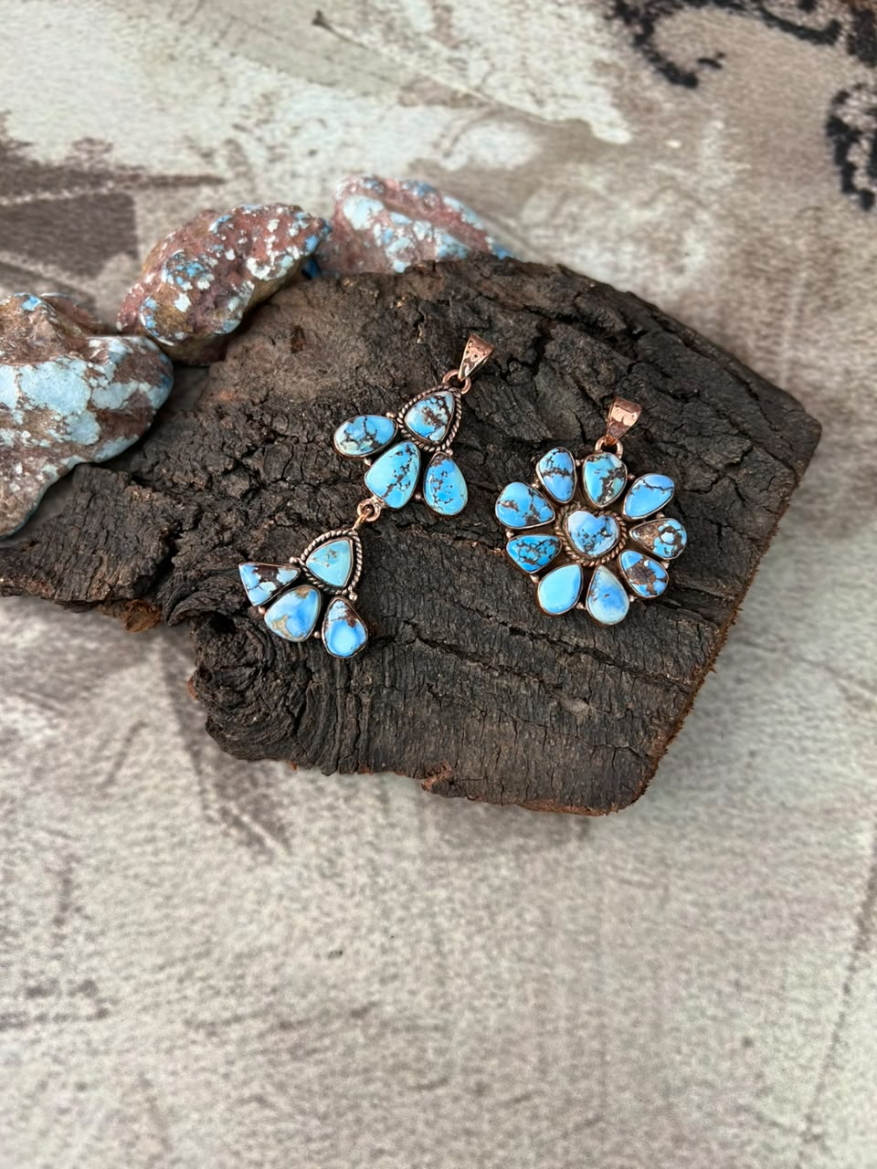 Handmade Golden Hills Turquoise Copper Collection: Pendant Signed Nizhoni