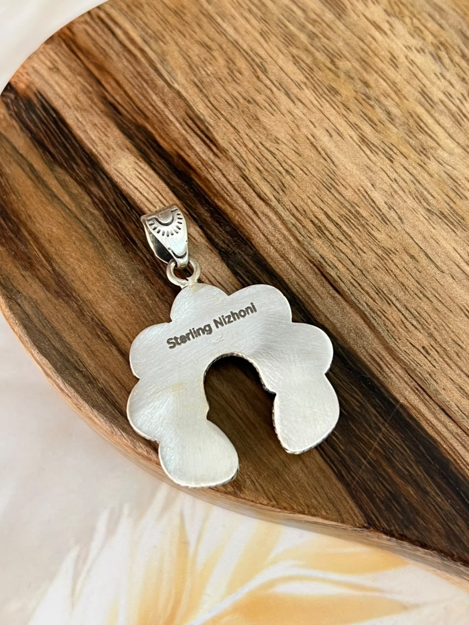 Handmade Sterling Silver White Buffalo Naja Pendant Signed Nizhoni