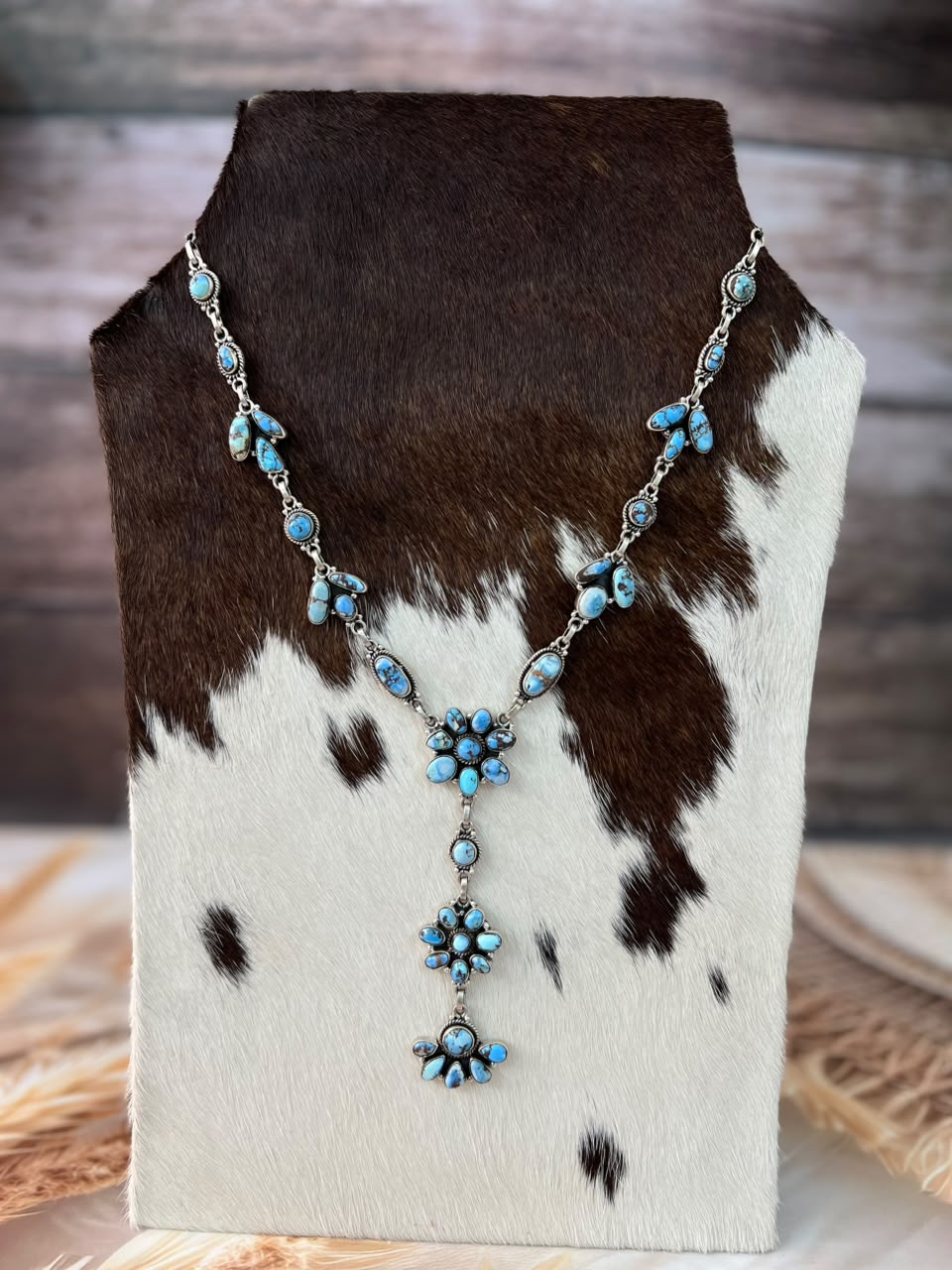 Handmade Sterling Silver Golden Hills Turquoise Necklace Signed Nizhoni