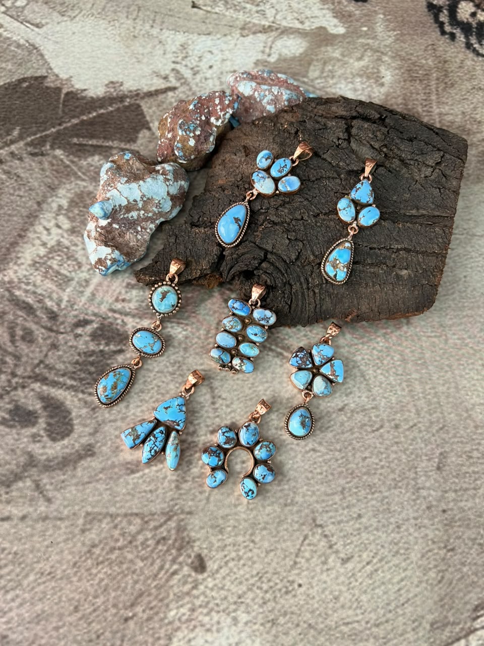 Handmade Golden Hills Turquoise Copper Collection: Pendant Signed Nizhoni