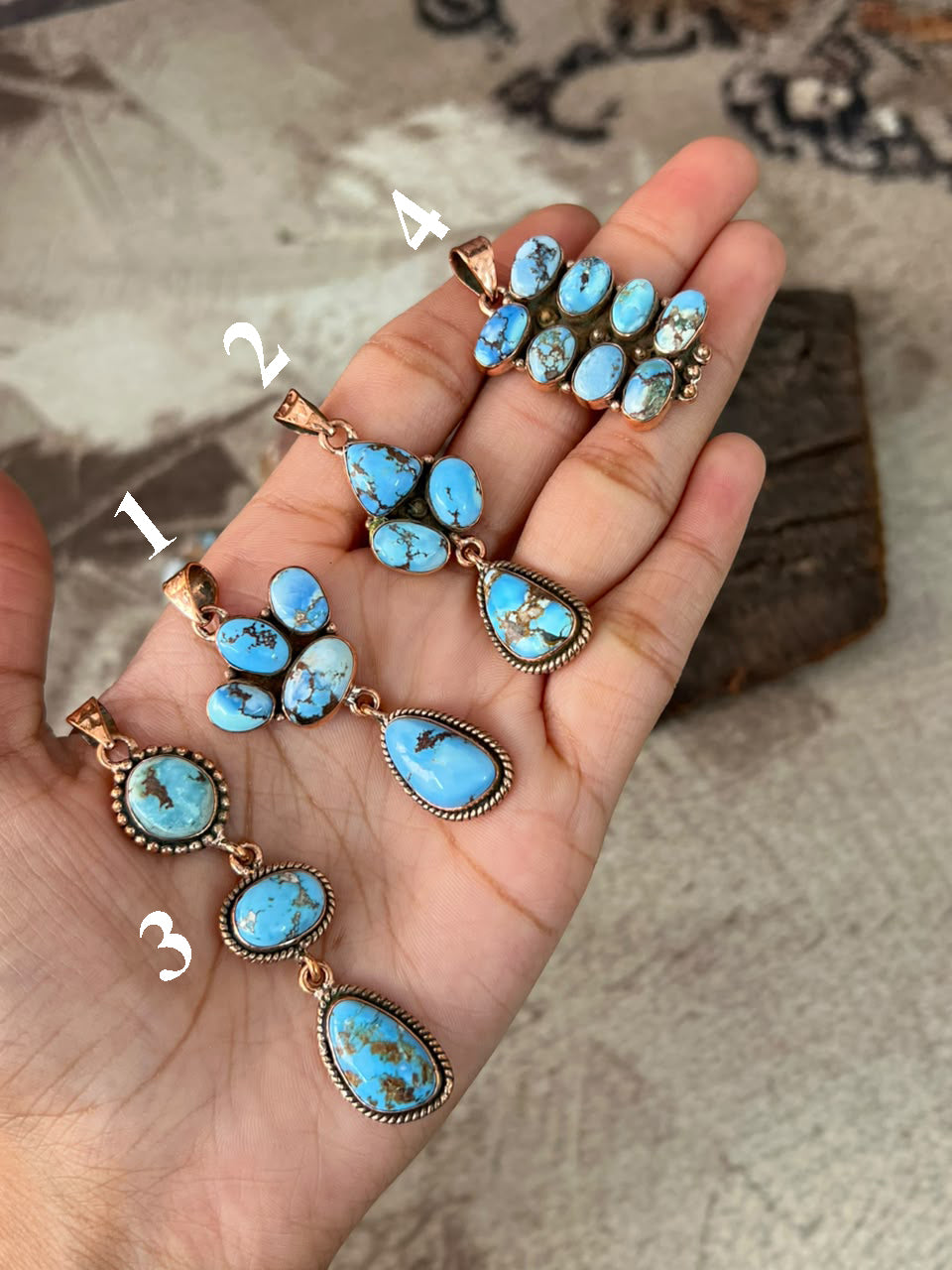 Handmade Golden Hills Turquoise Copper Collection: Pendant Signed Nizhoni