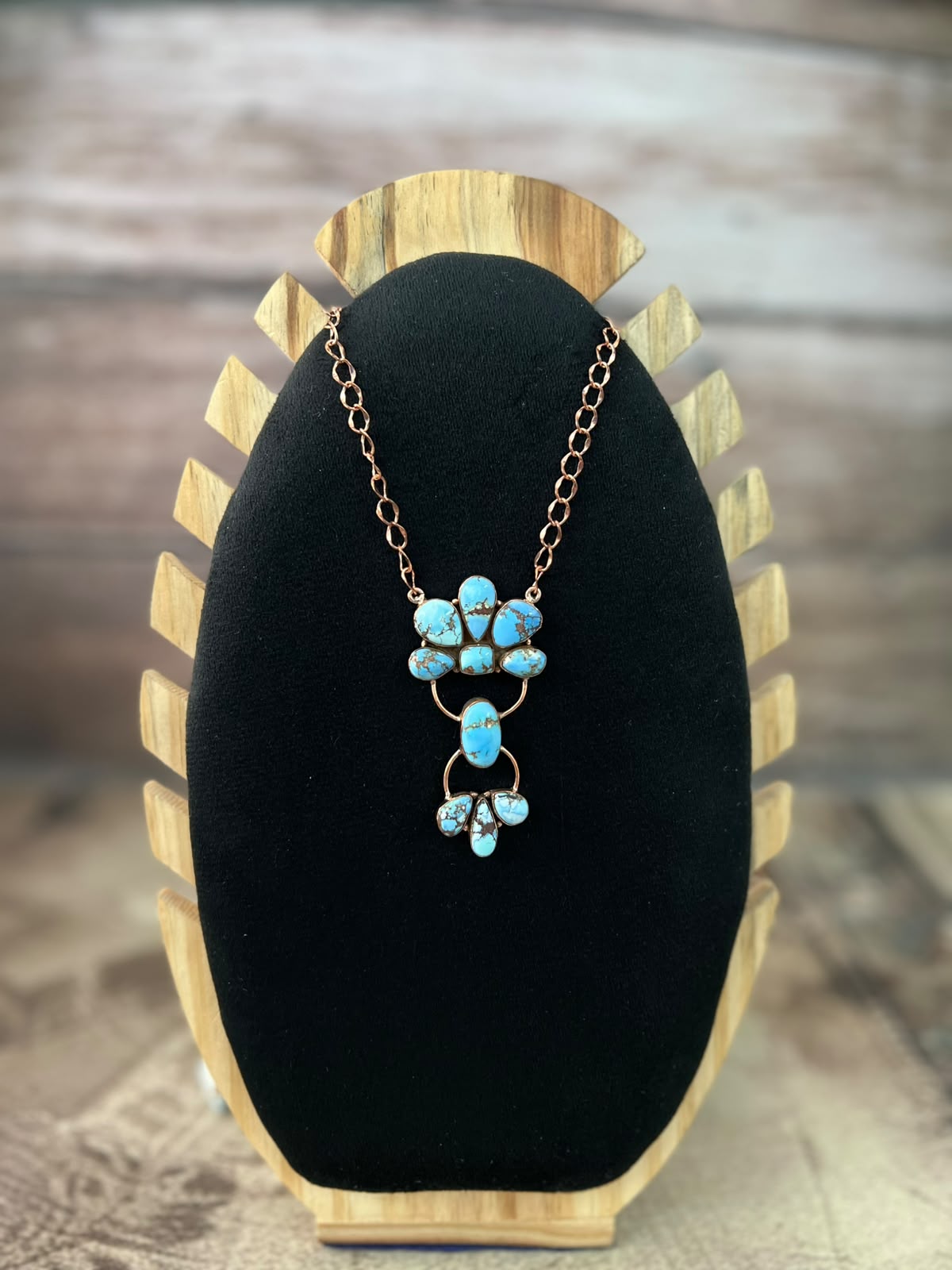 Handmade Golden Hills Turquoise Copper Collection: Necklace Signed Nizhoni