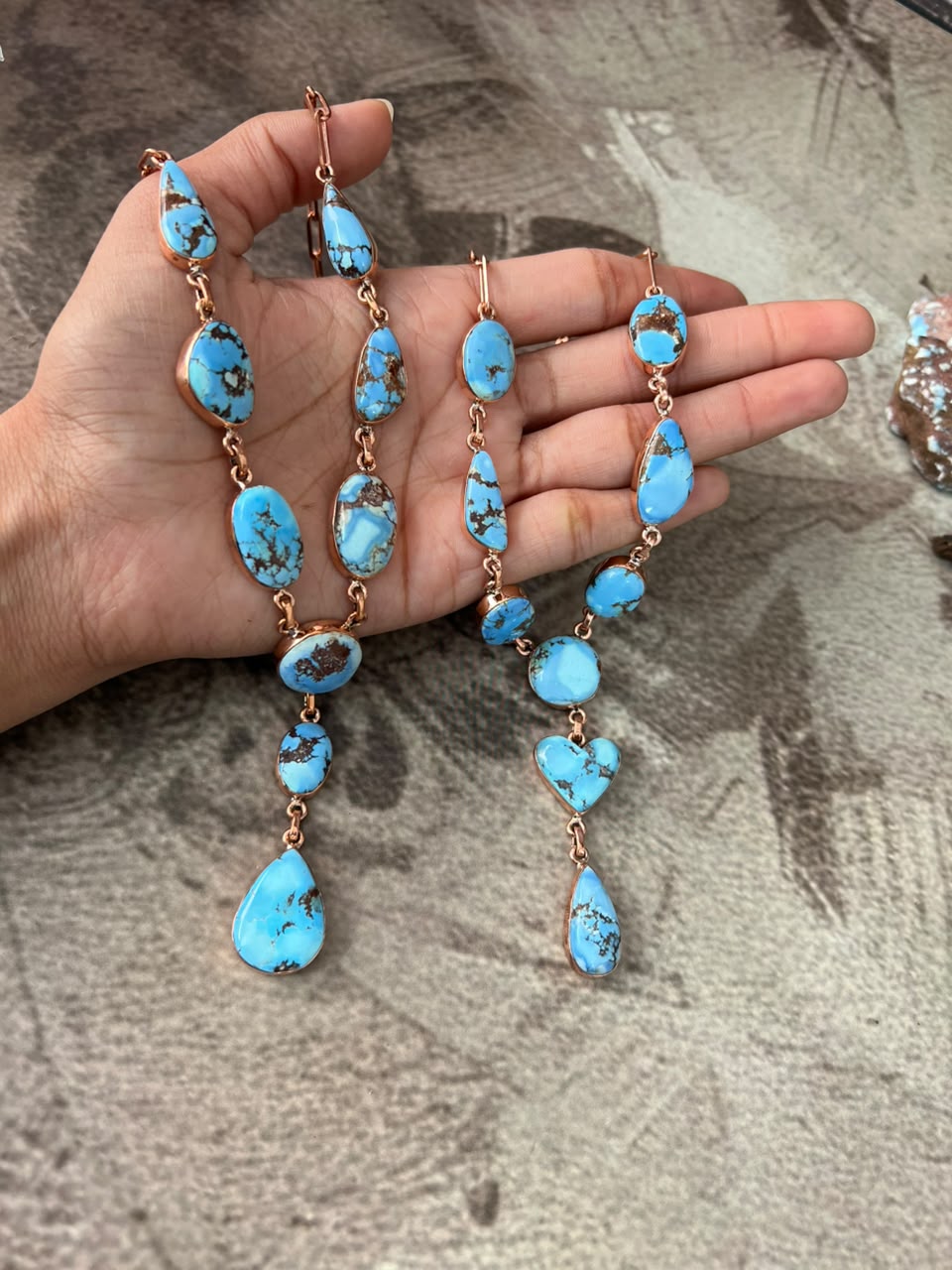 Handmade Golden Hills Turquoise Copper Collection: Necklace Signed Nizhoni