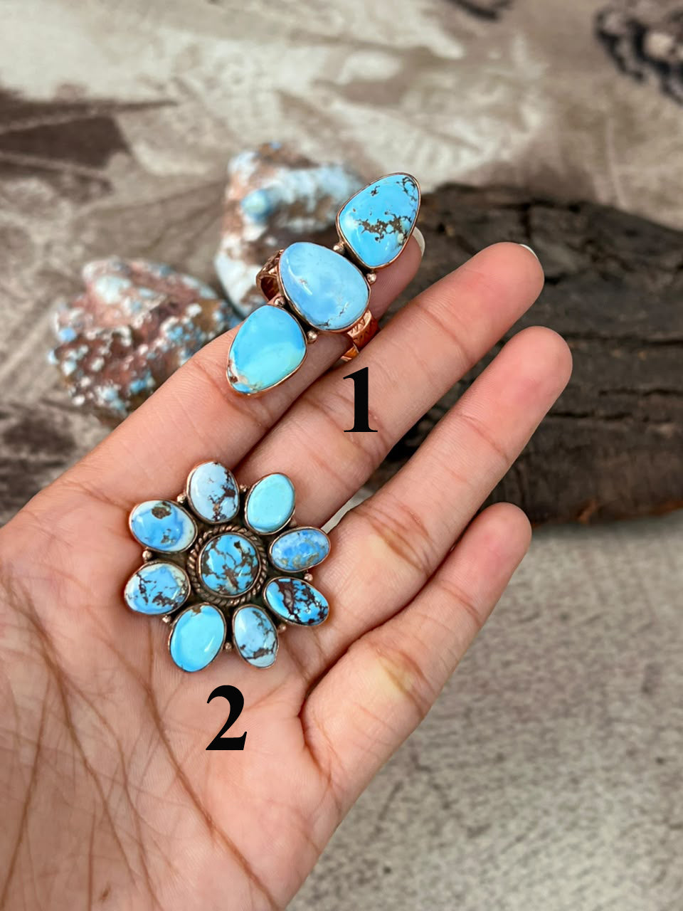 Handmade Golden Hills Turquoise Copper Collection: Adjustable Ring Signed Nizhoni