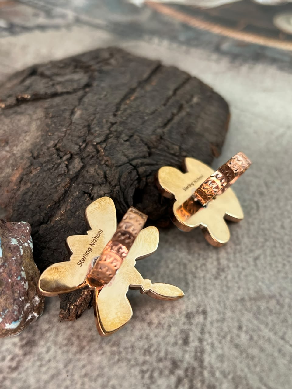 Handmade Golden Hills Turquoise Copper Collection: Adjustable Ring Signed Nizhoni