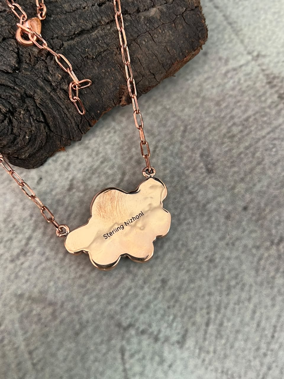 Handmade Golden Hills Turquoise Copper Collection: Necklace Signed Nizhoni