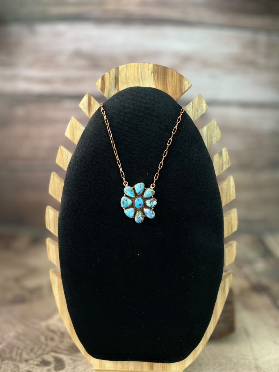 Handmade Golden Hills Turquoise Copper Collection: Necklace Signed Nizhoni