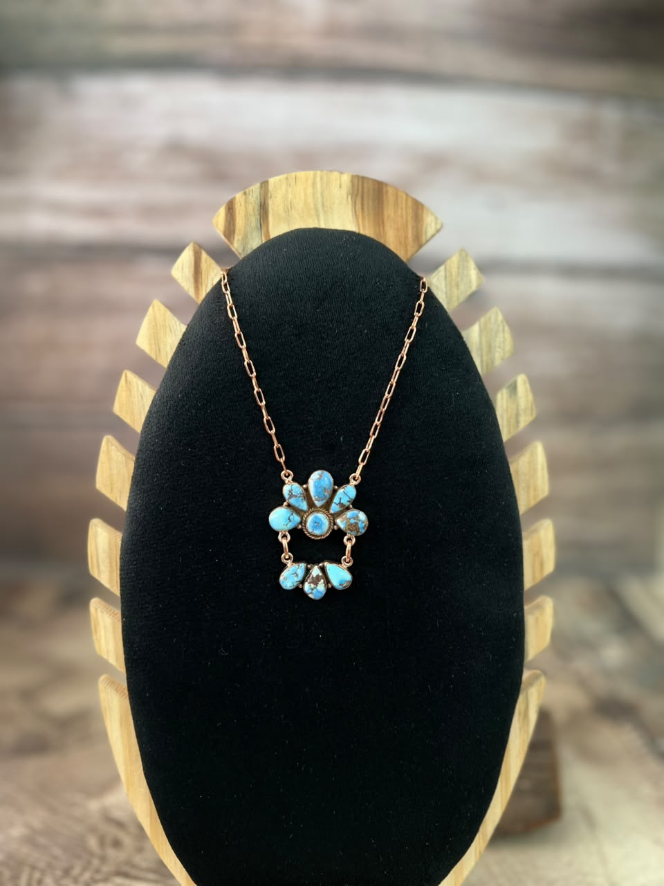 Handmade Golden Hills Turquoise Copper Collection: Necklace Signed Nizhoni