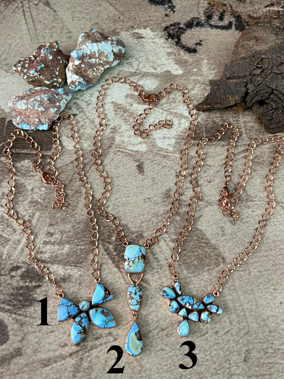 Handmade Golden Hills Turquoise Copper Collection: Necklace Signed Nizhoni