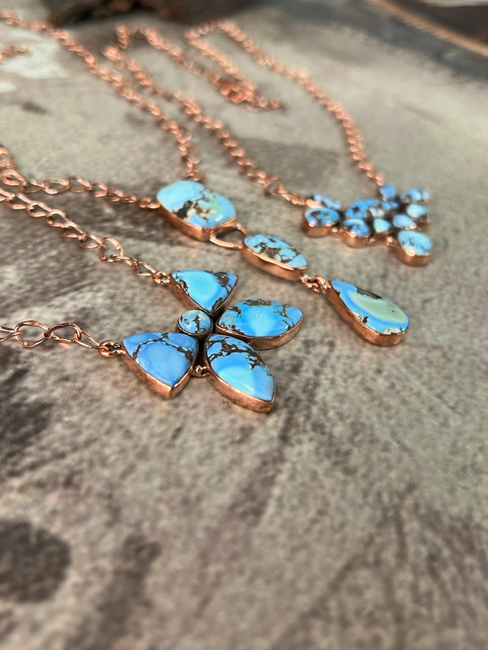 Handmade Golden Hills Turquoise Copper Collection: Necklace Signed Nizhoni