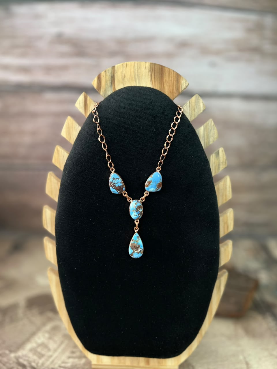 Handmade Golden Hills Turquoise Copper Collection: Necklace Signed Nizhoni