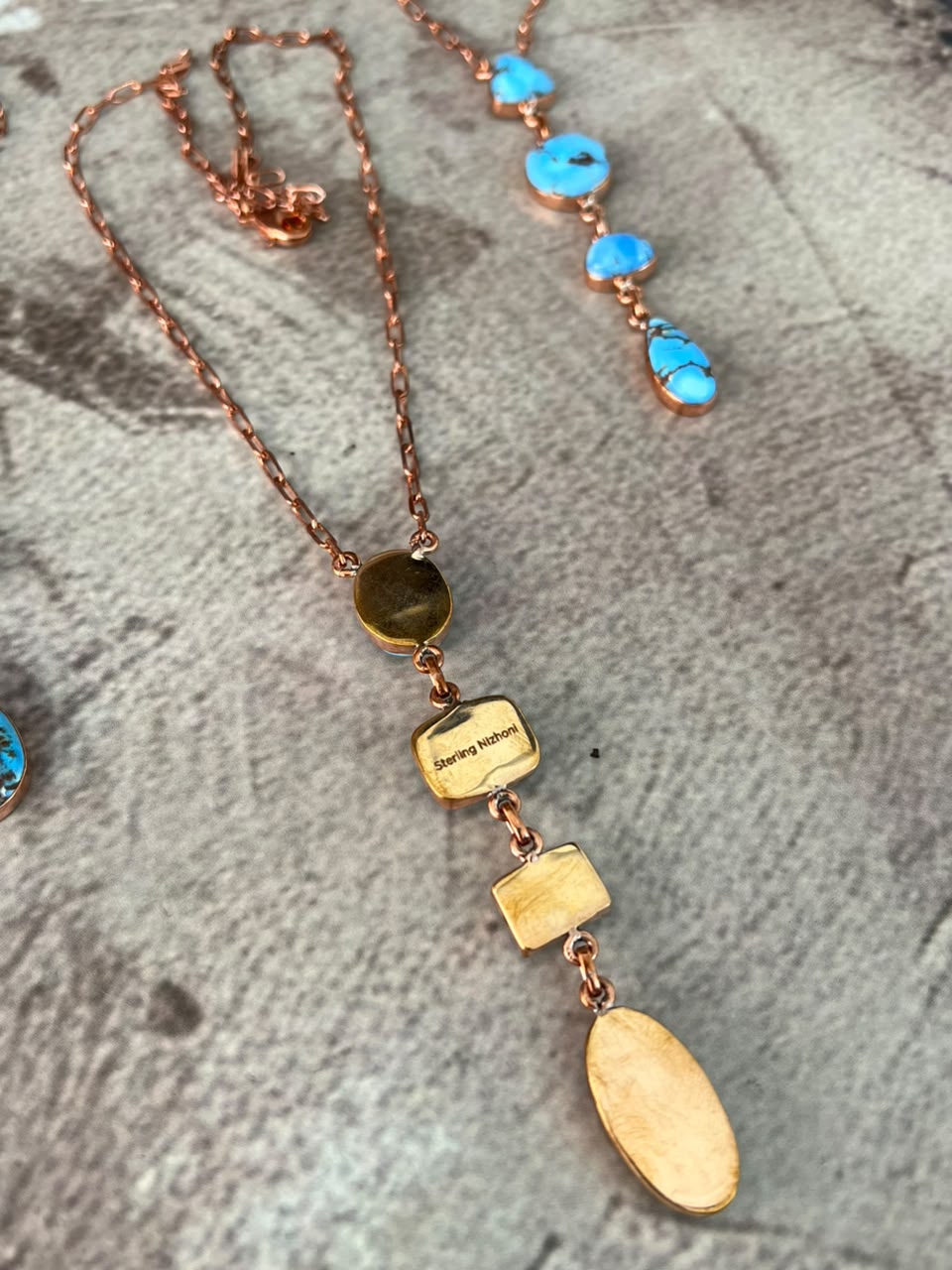 Handmade Golden Hills Turquoise Copper Collection: Necklace Signed Nizhoni