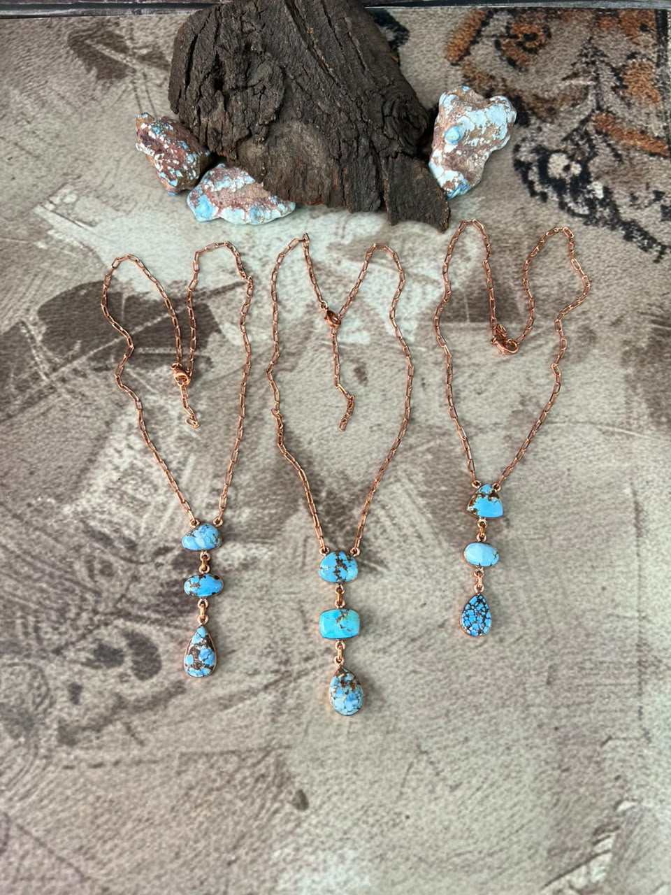 Handmade Golden Hills Turquoise Copper Collection: Necklace Signed Nizhoni