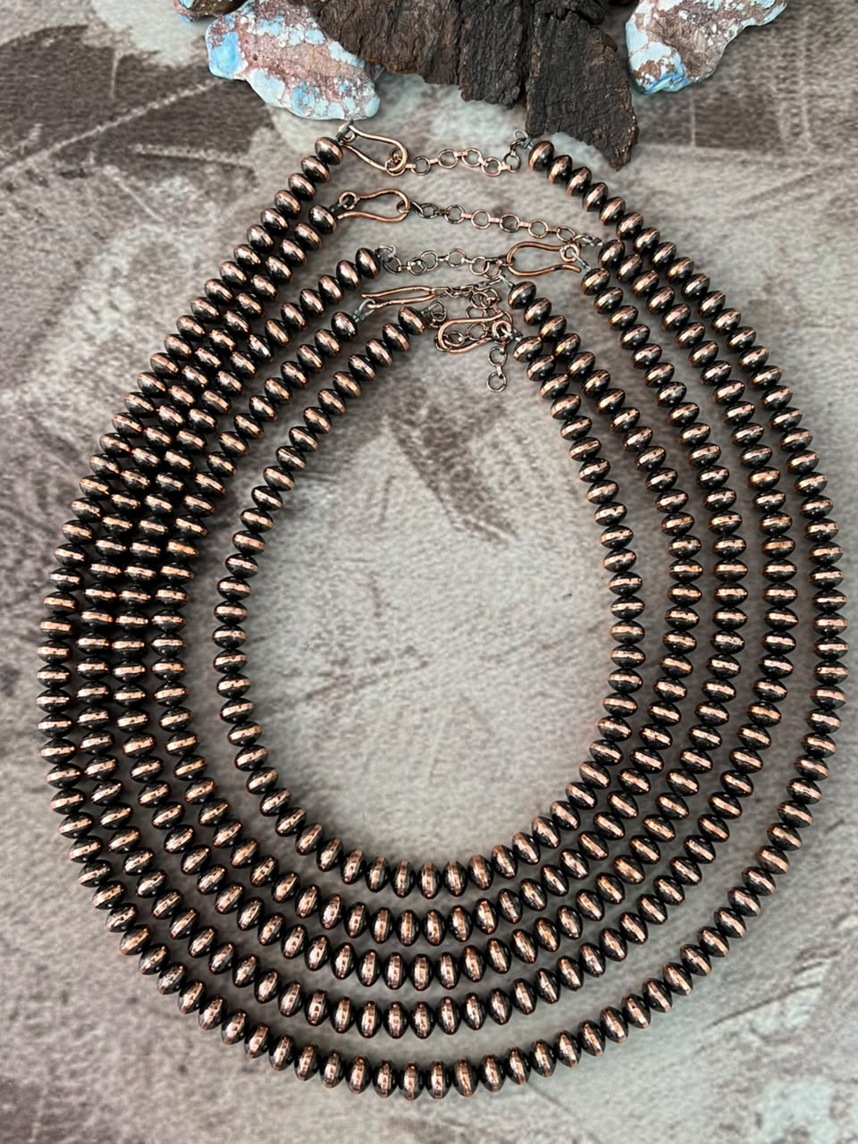 Handmade Copper Beaded 8MM Saucer Necklace