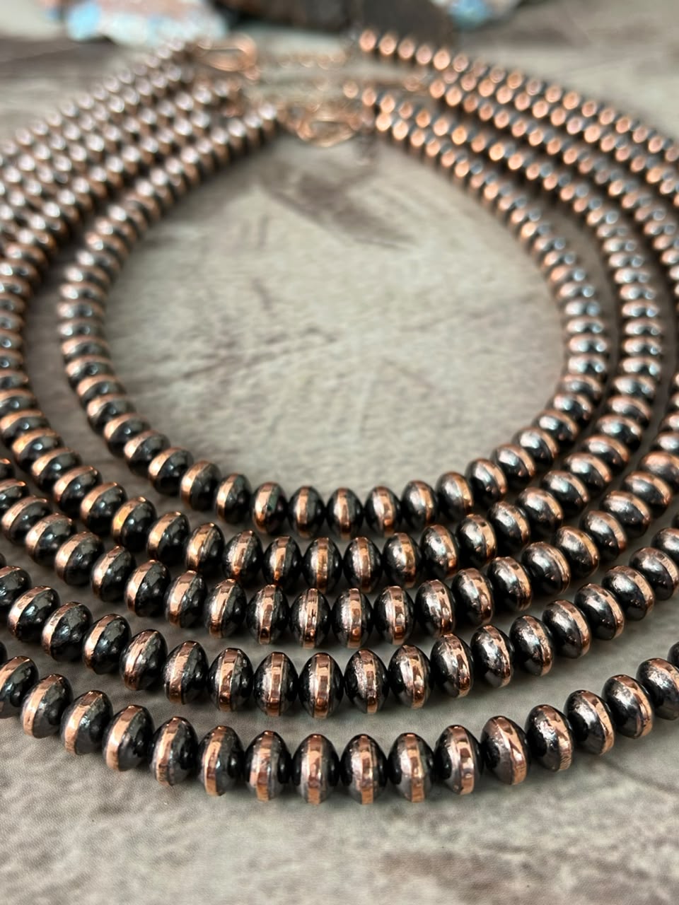 Handmade Copper Beaded 8MM Saucer Necklace