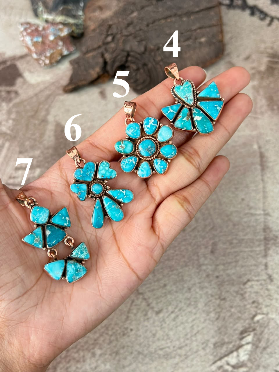 Handmade White Water Turquoise Copper Collection: Pendant Signed Nizhoni