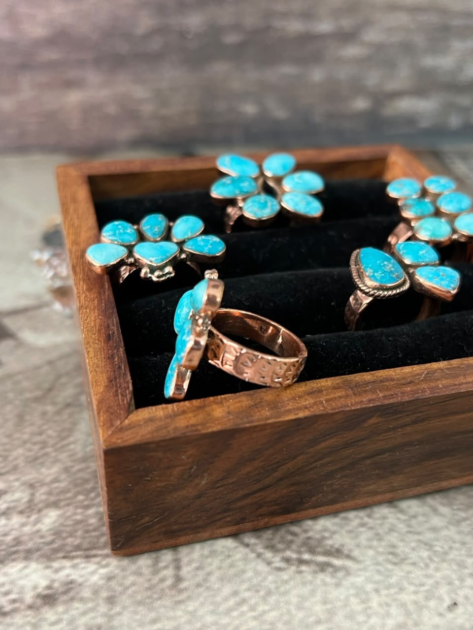 Handmade White Water Turquoise Copper Collection: Adjustable Ring Signed Nizhoni