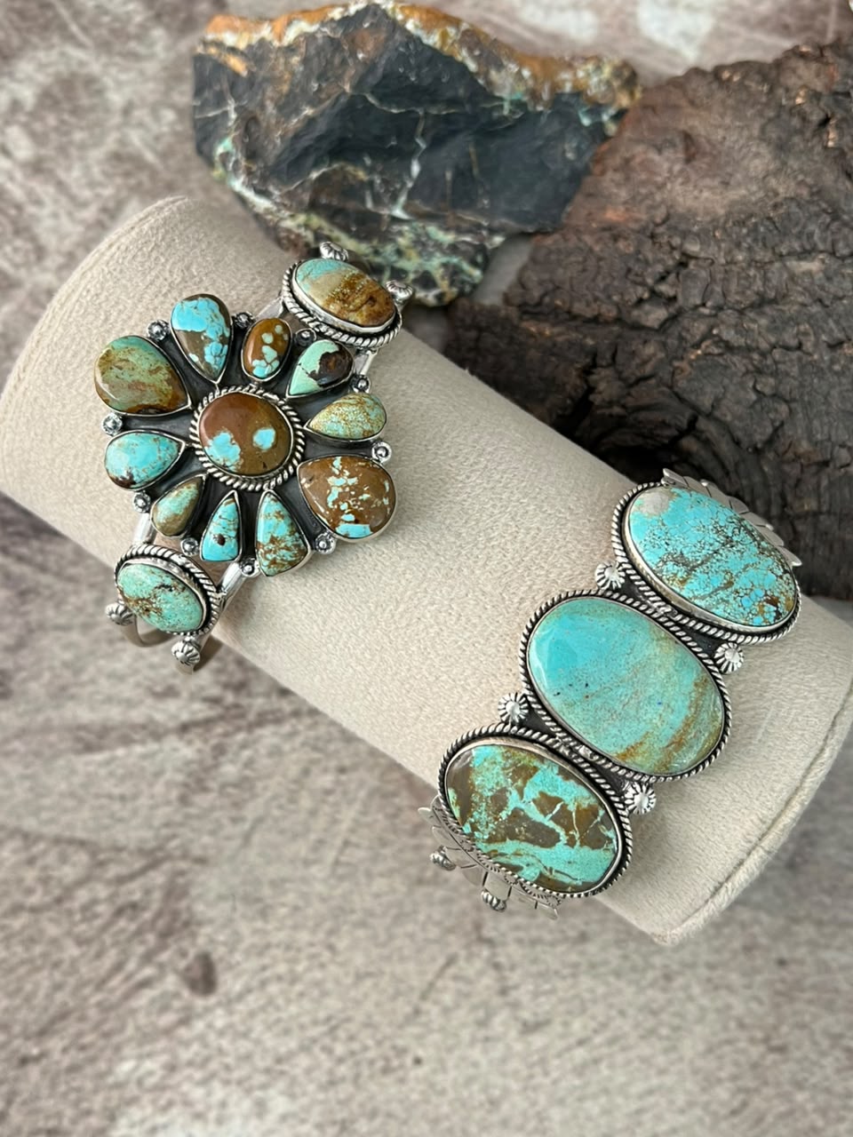 Handmade Sterling Silver Number 8 Turquoise Cuff Bracelet Signed Nizhoni