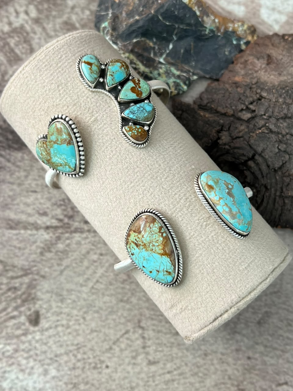 Handmade Sterling Silver Number 8 Turquoise Cuff Bracelet Signed Nizhoni