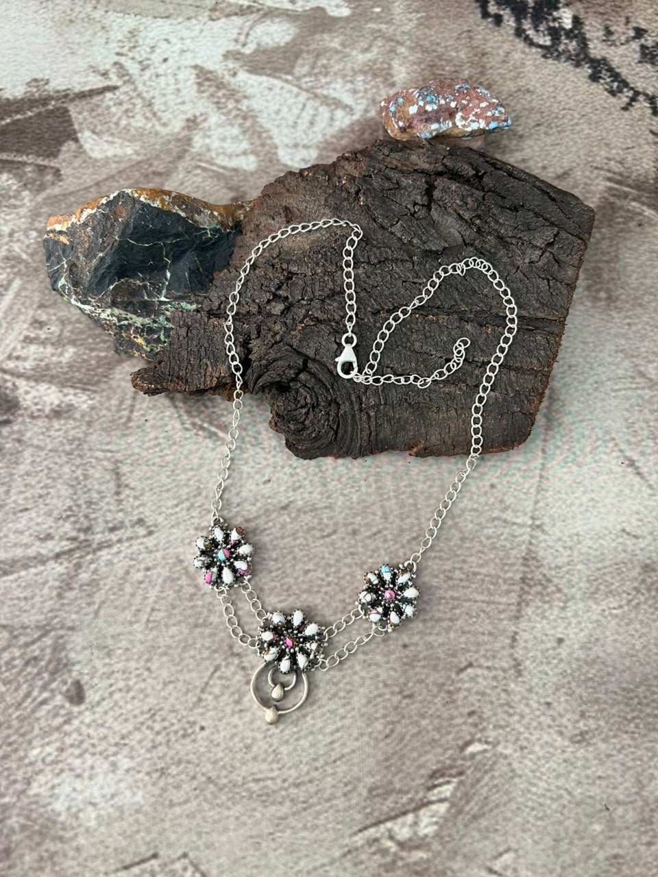 Handmade Sterling Silver Cotton Candy Necklace Signed Nizhoni
