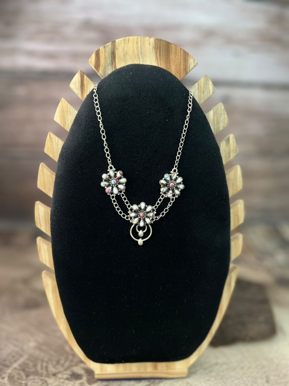 Handmade Sterling Silver Cotton Candy Necklace Signed Nizhoni