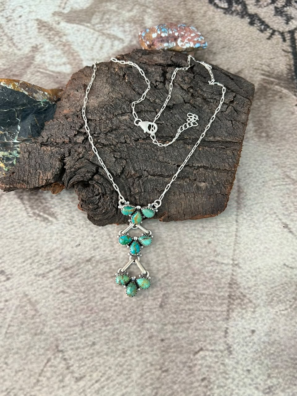 Handmade Sterling Silver Kingman Turquoise Necklace Signed Nizhoni
