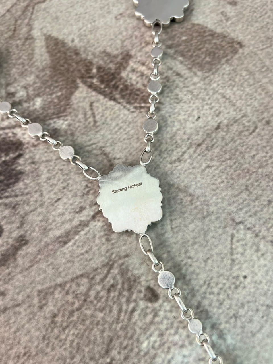 Handmade Sterling Silver Emerald Valley Turquoise Collection: Necklace Signed Nizhoni