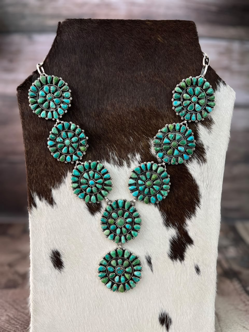 Handmade Sterling Silver Emerald Valley Turquoise Collection: Necklace Signed Nizhoni