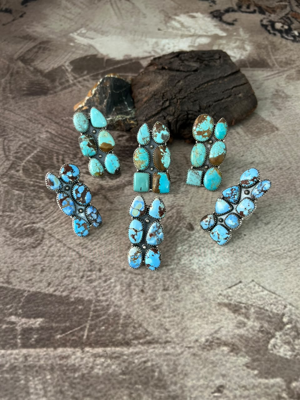 Handmade Sterling Silver Golden Hills Turquoise and Number 8 Turquoise Adjustable Ring Signed Nizhoni