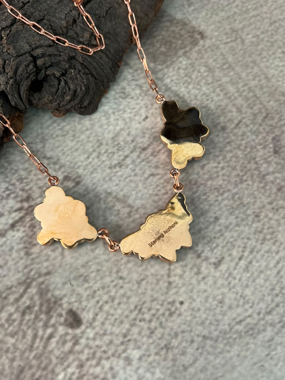 Handmade White Water Turquoise Copper Collection: Necklace Signed Nizhoni