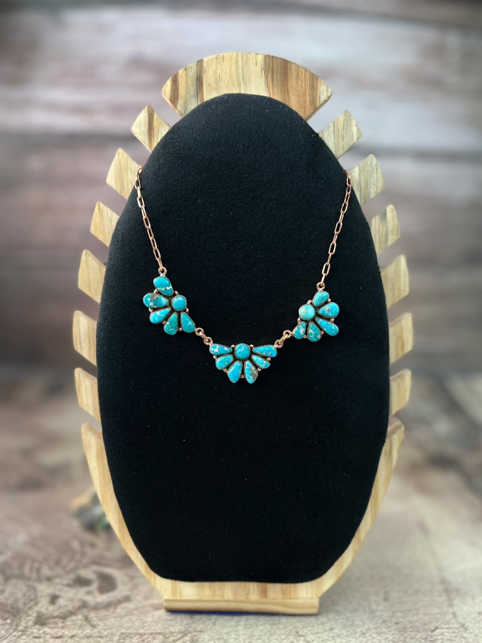 Handmade White Water Turquoise Copper Collection: Necklace Signed Nizhoni