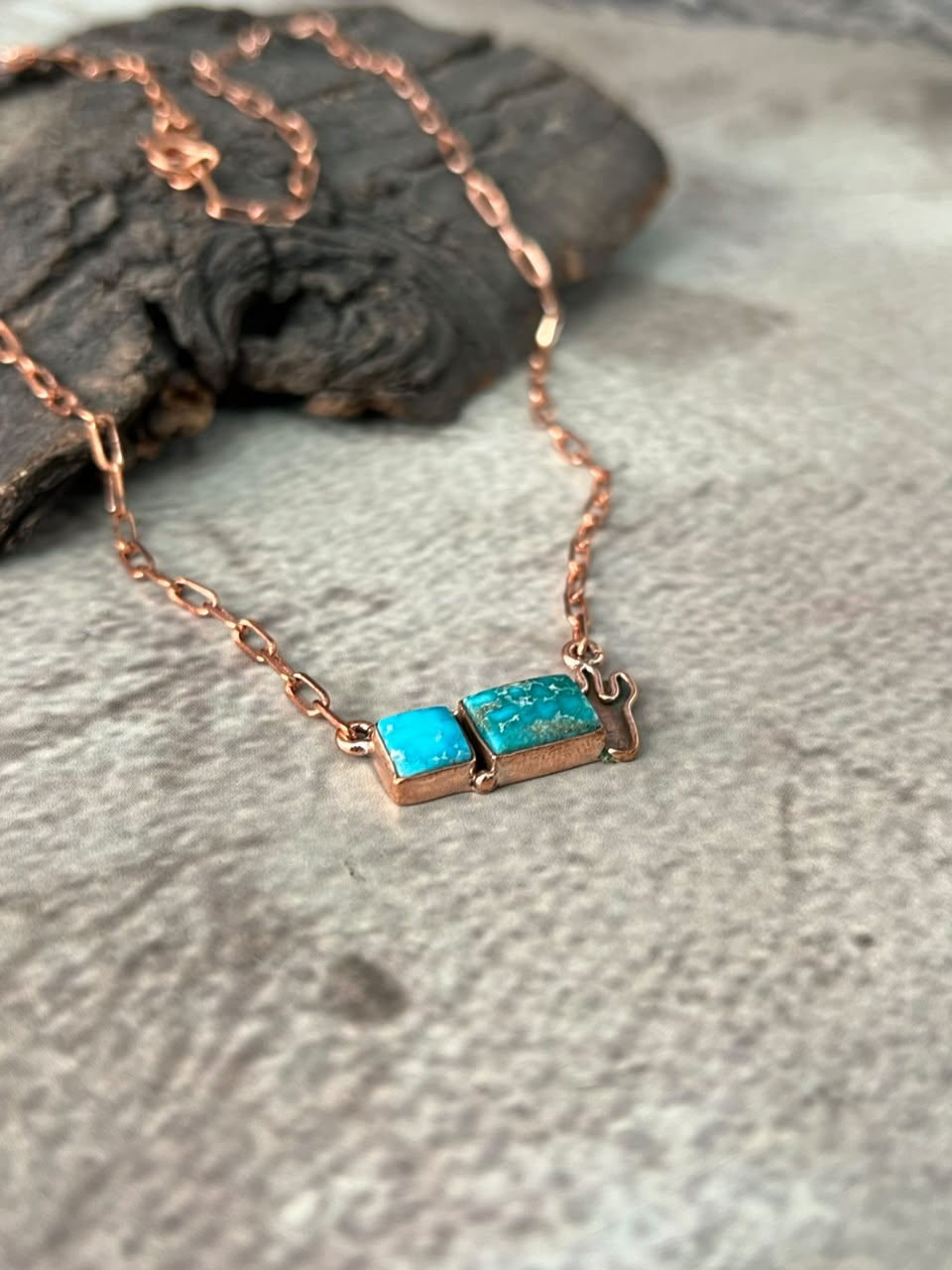 Handmade White Water Turquoise Copper Collection: Necklace Signed Nizhoni