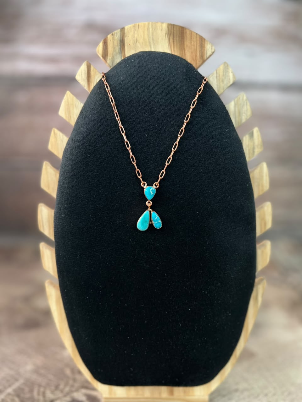 Handmade White Water Turquoise Copper Collection: Necklace Signed Nizhoni