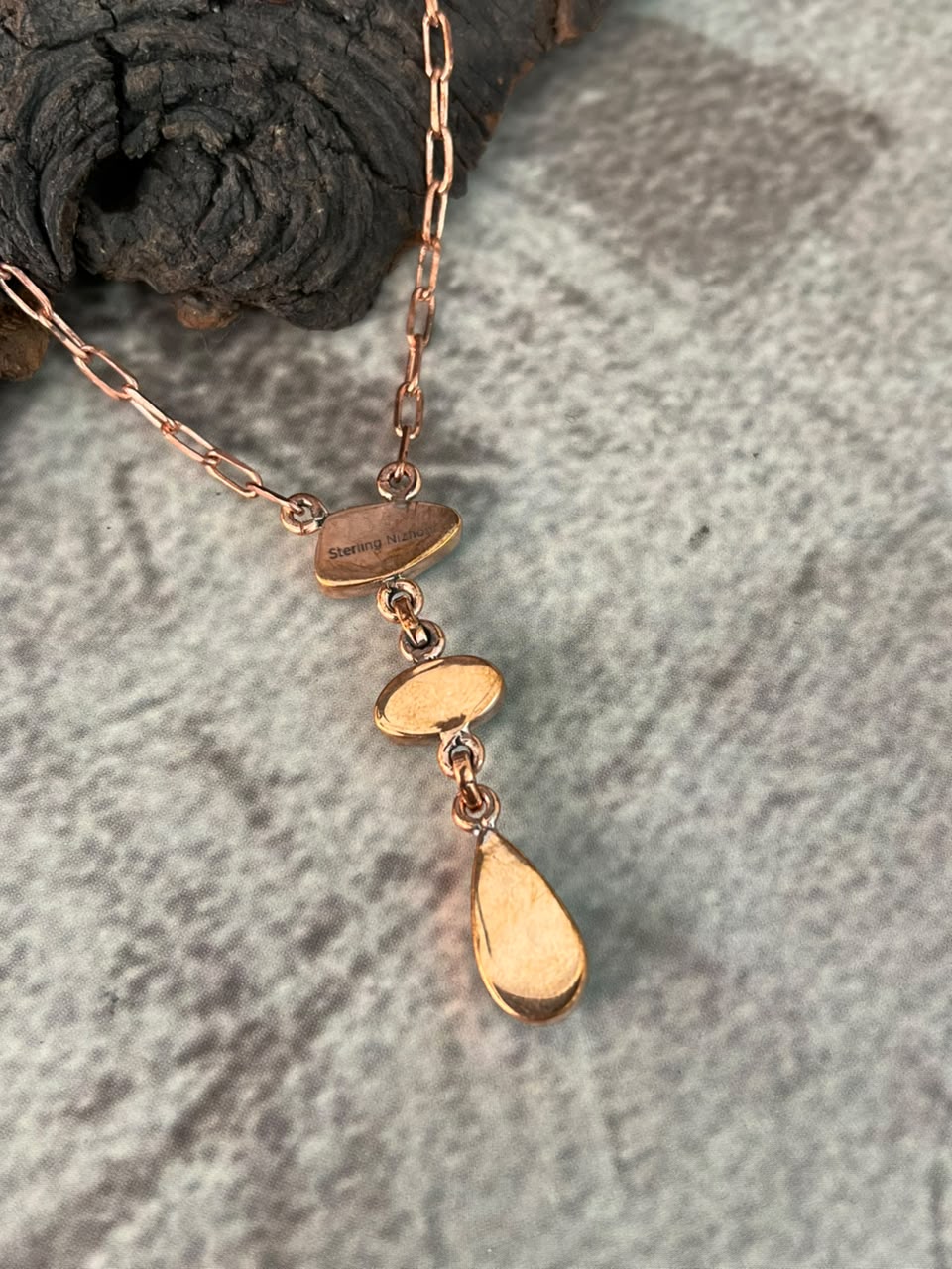 Handmade White Water Turquoise Copper Collection: Necklace Signed Nizhoni