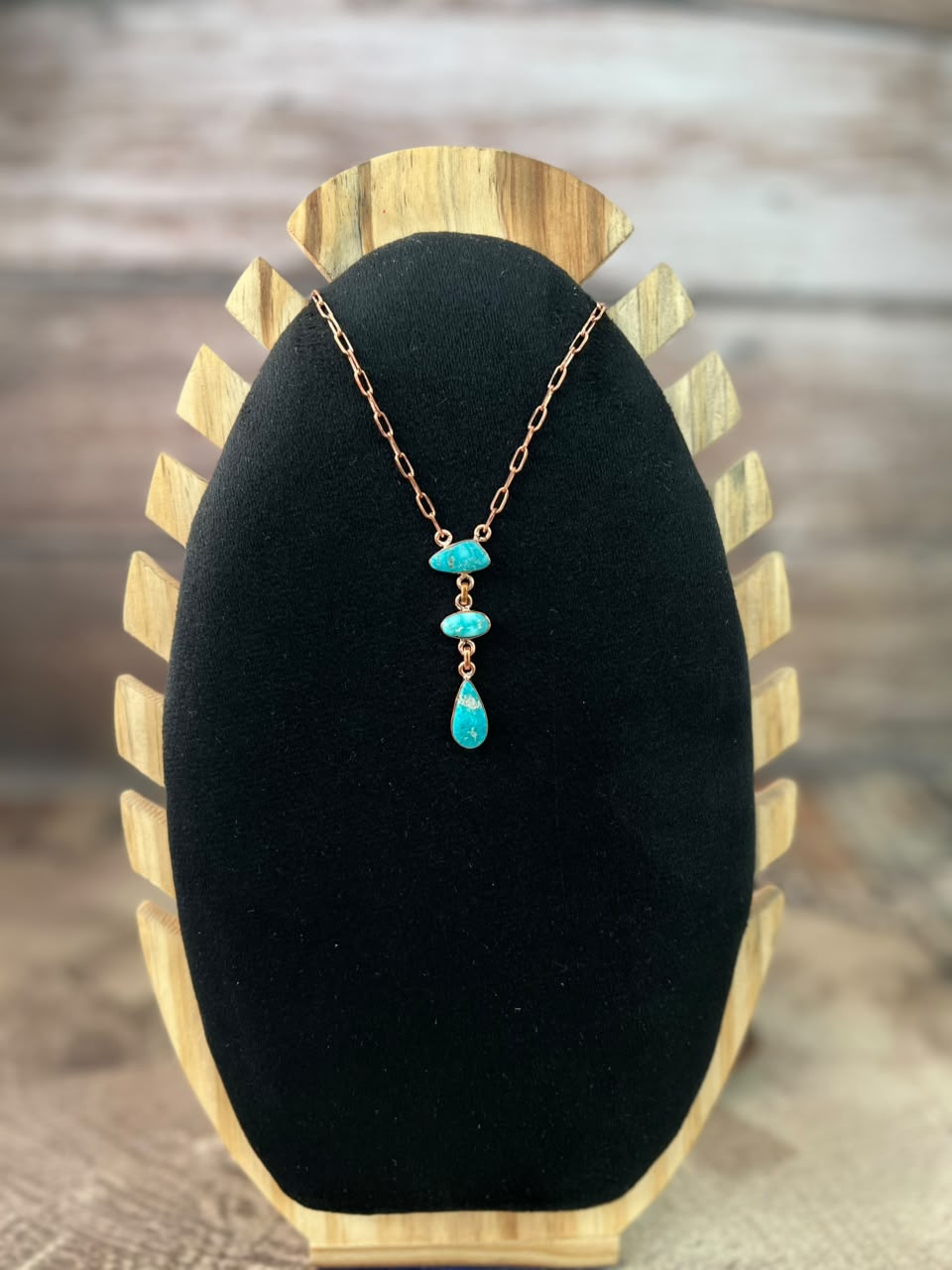 Handmade White Water Turquoise Copper Collection: Necklace Signed Nizhoni