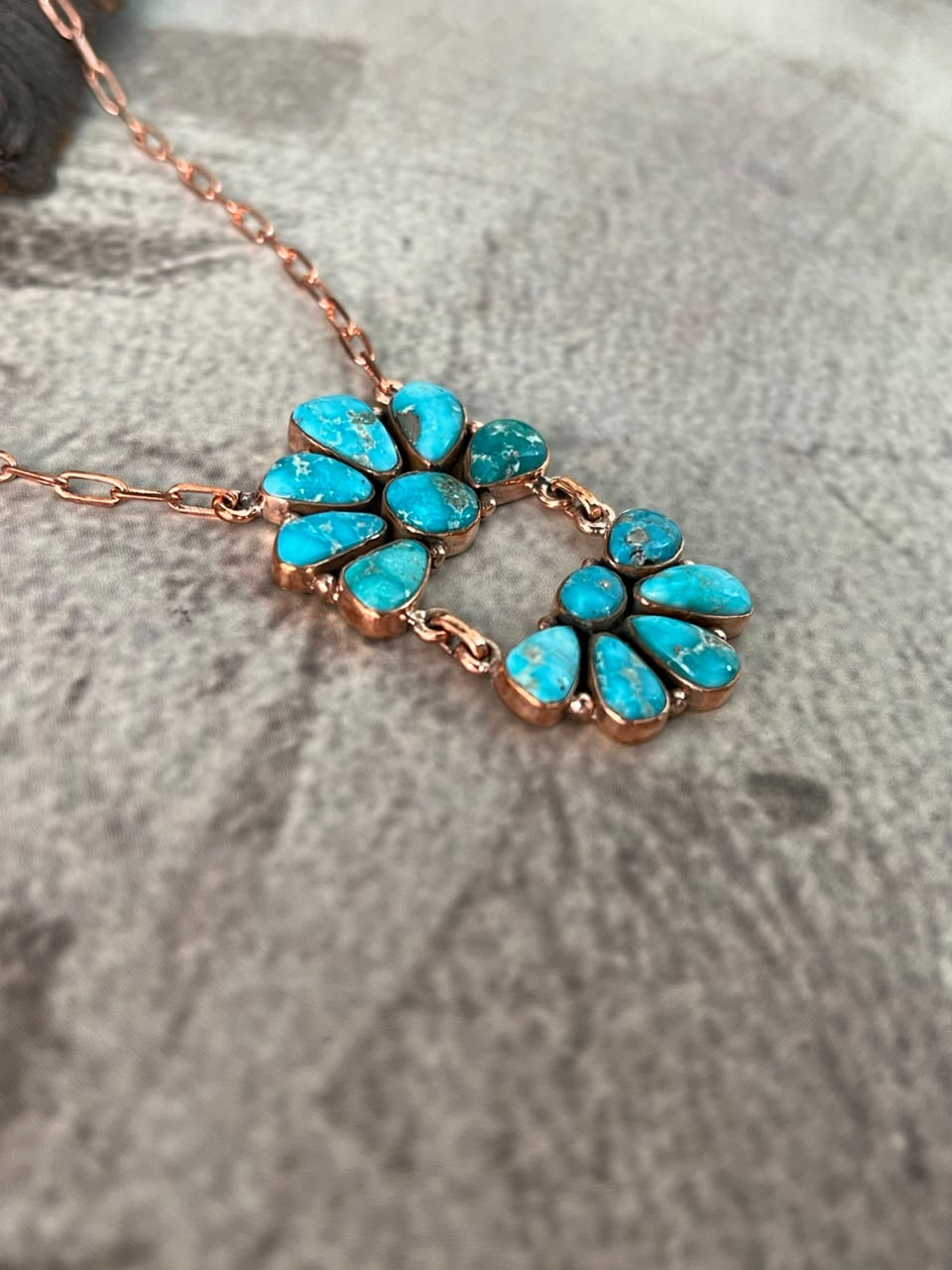 Handmade White Water Turquoise Copper Collection: Necklace Signed Nizhoni