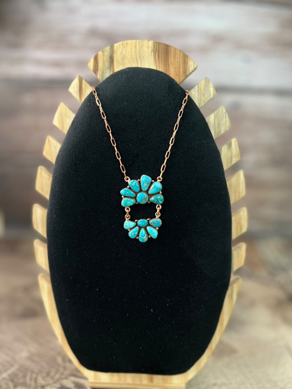 Handmade White Water Turquoise Copper Collection: Necklace Signed Nizhoni