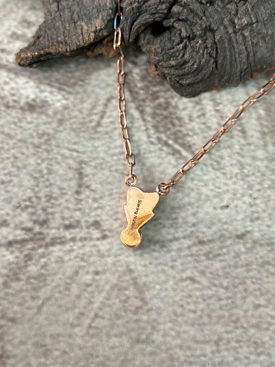 Handmade White Water Turquoise Copper Collection: Heart Necklace Signed Nizhoni