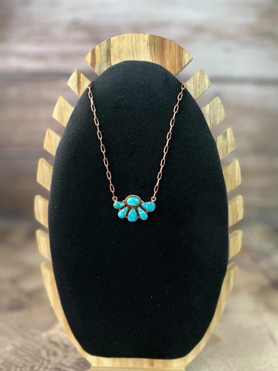 Handmade White Water Turquoise Copper Collection: Necklace Signed Nizhoni