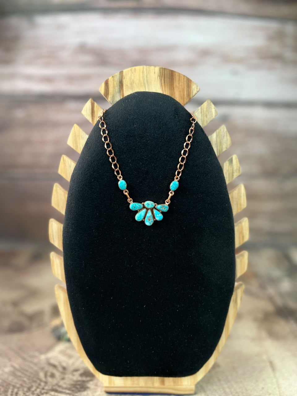 Handmade White Water Turquoise Copper Collection: Necklace Signed Nizhoni