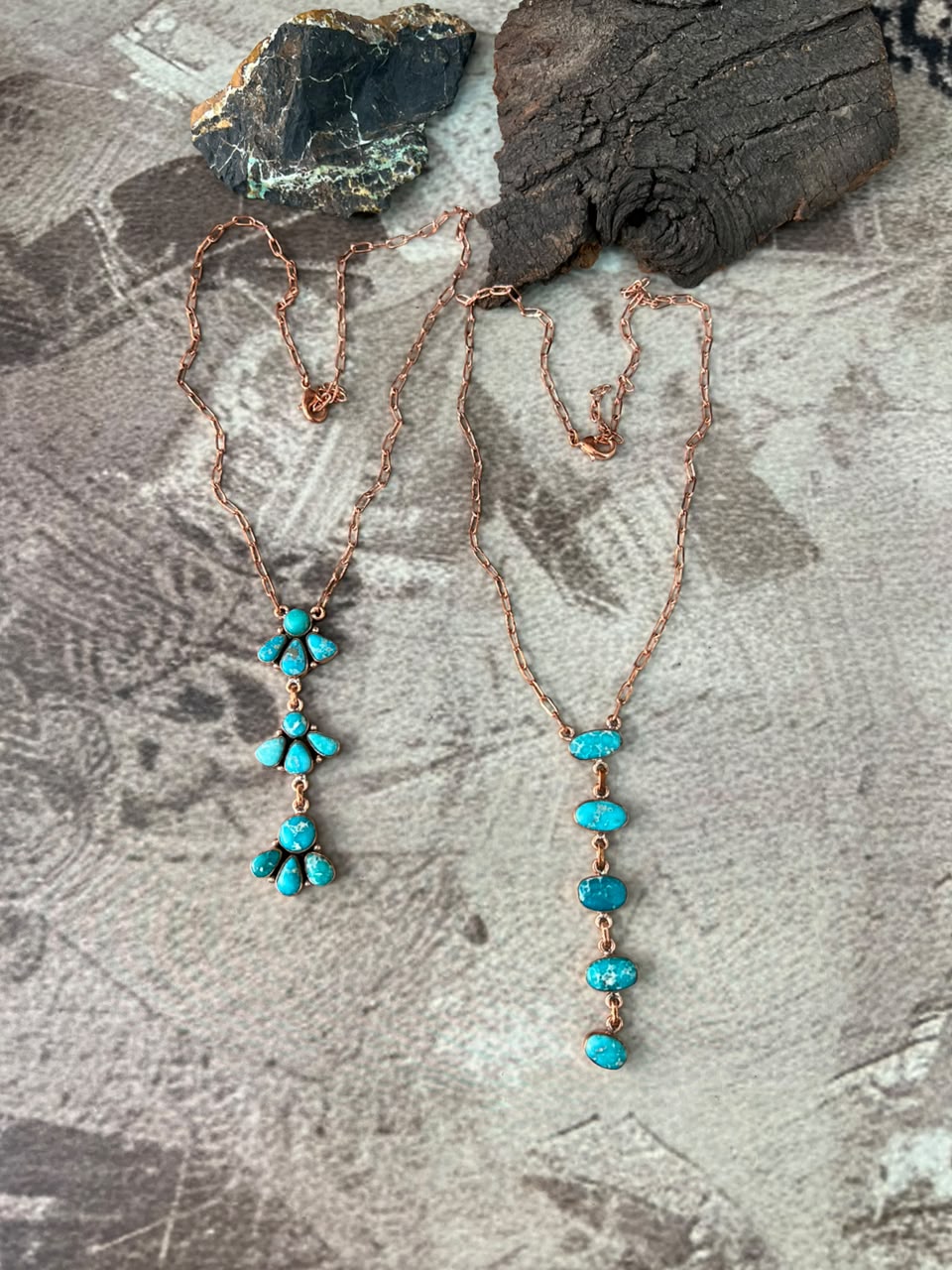 Handmade White Water Turquoise Copper Collection: Necklace Signed Nizhoni