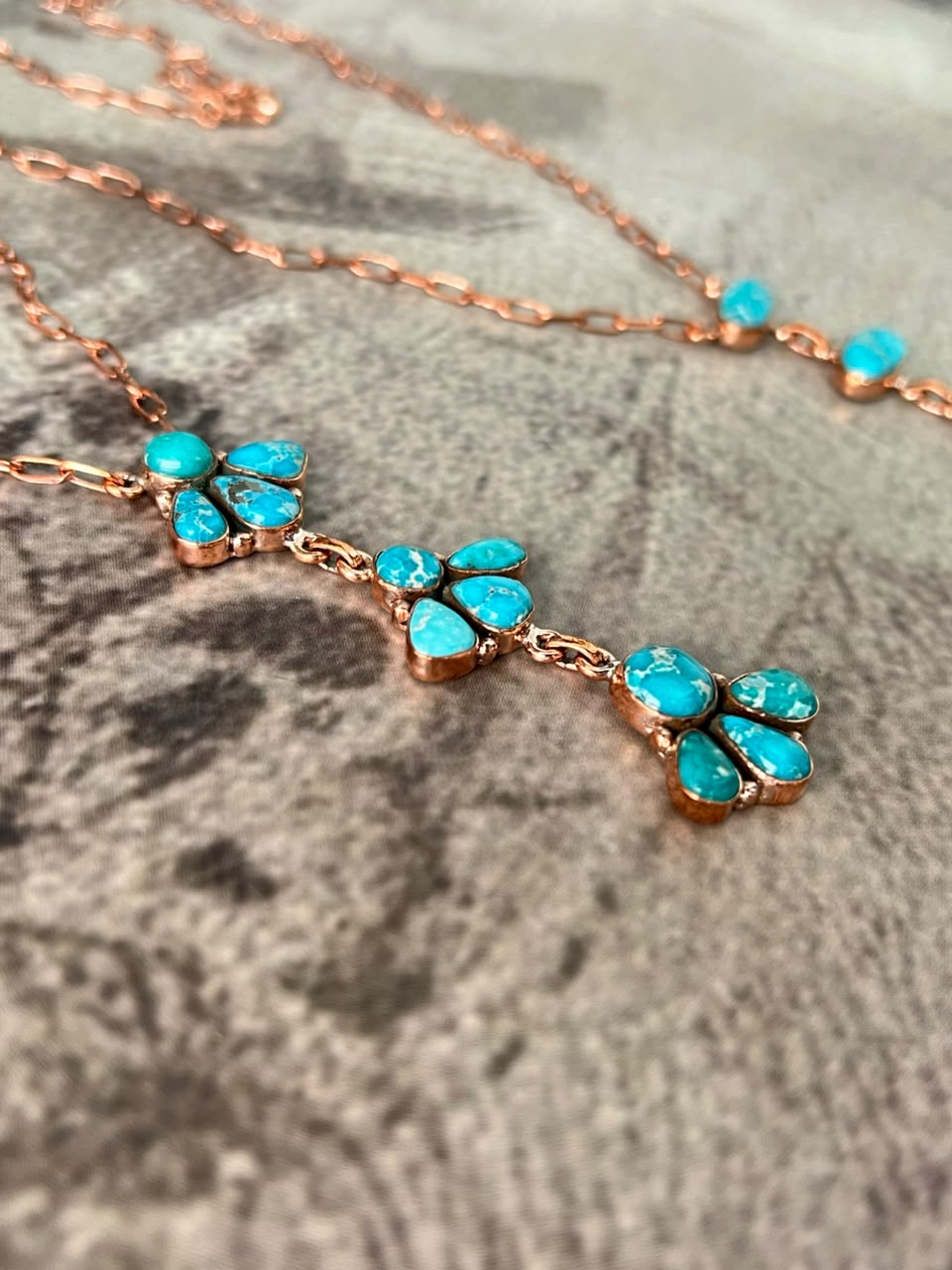 Handmade White Water Turquoise Copper Collection: Necklace Signed Nizhoni