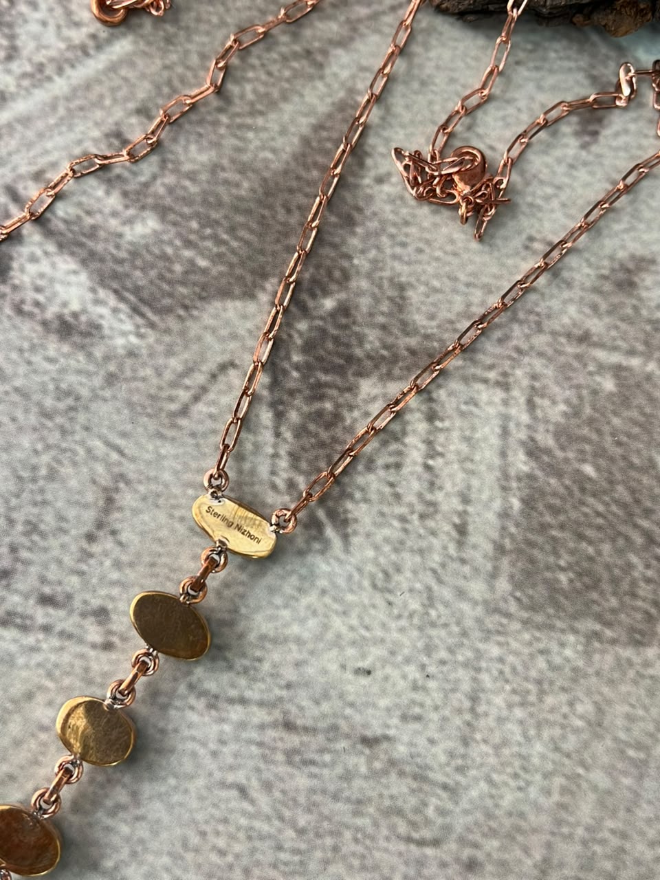 Handmade White Water Turquoise Copper Collection: Necklace Signed Nizhoni